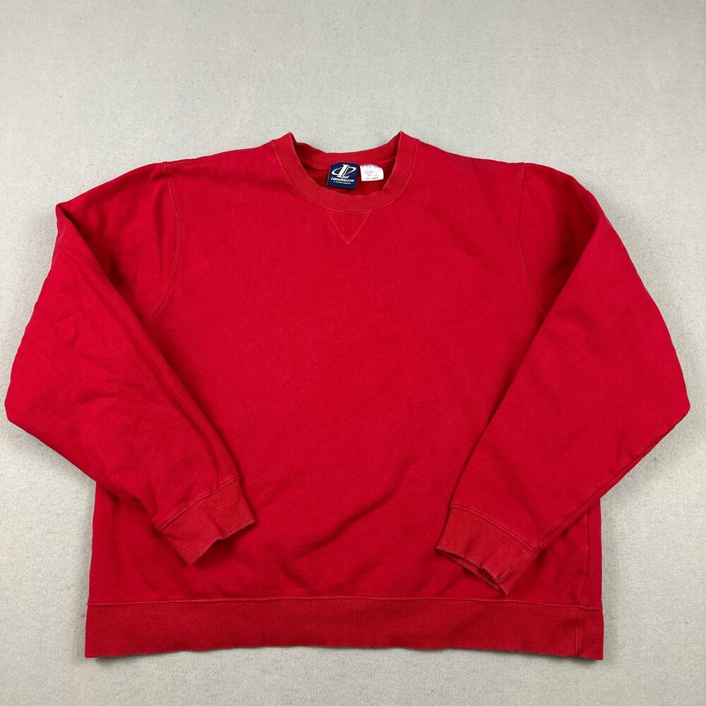 Vintage Logo Athletic Blank Sweatshirt Men 2XL Red Solid Crewneck Jumper 2XL